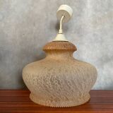 Antique Beige Frosted Glass Pendant Light 70s Art Deco Vintage