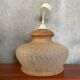 Ancienne Suspension Verre Givré Beige Années 70 Art Déco Vintage