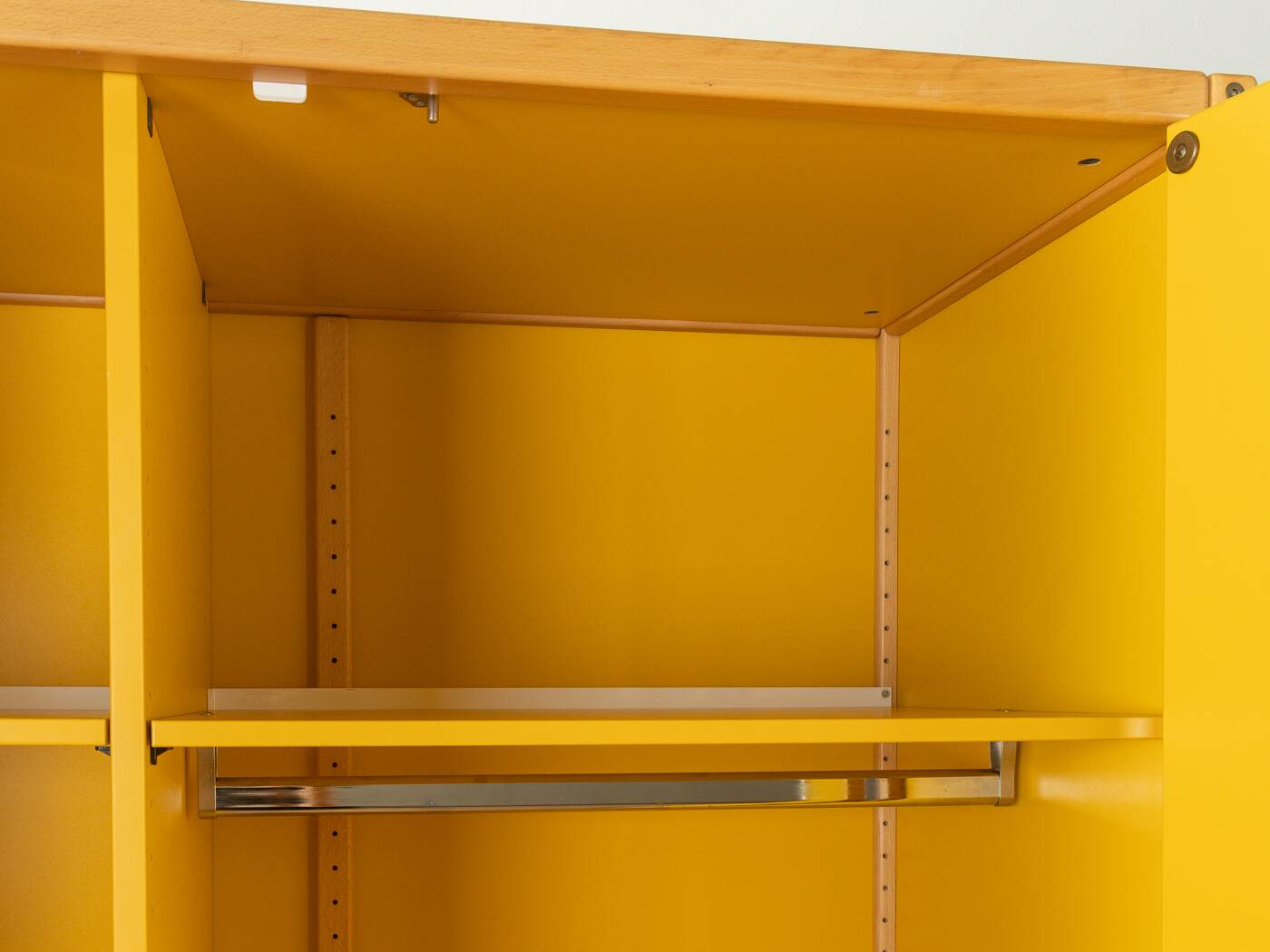 Wardrobe from the Profilsystem collection by Flötotto, 1970s, yellow HPL, beech frame
