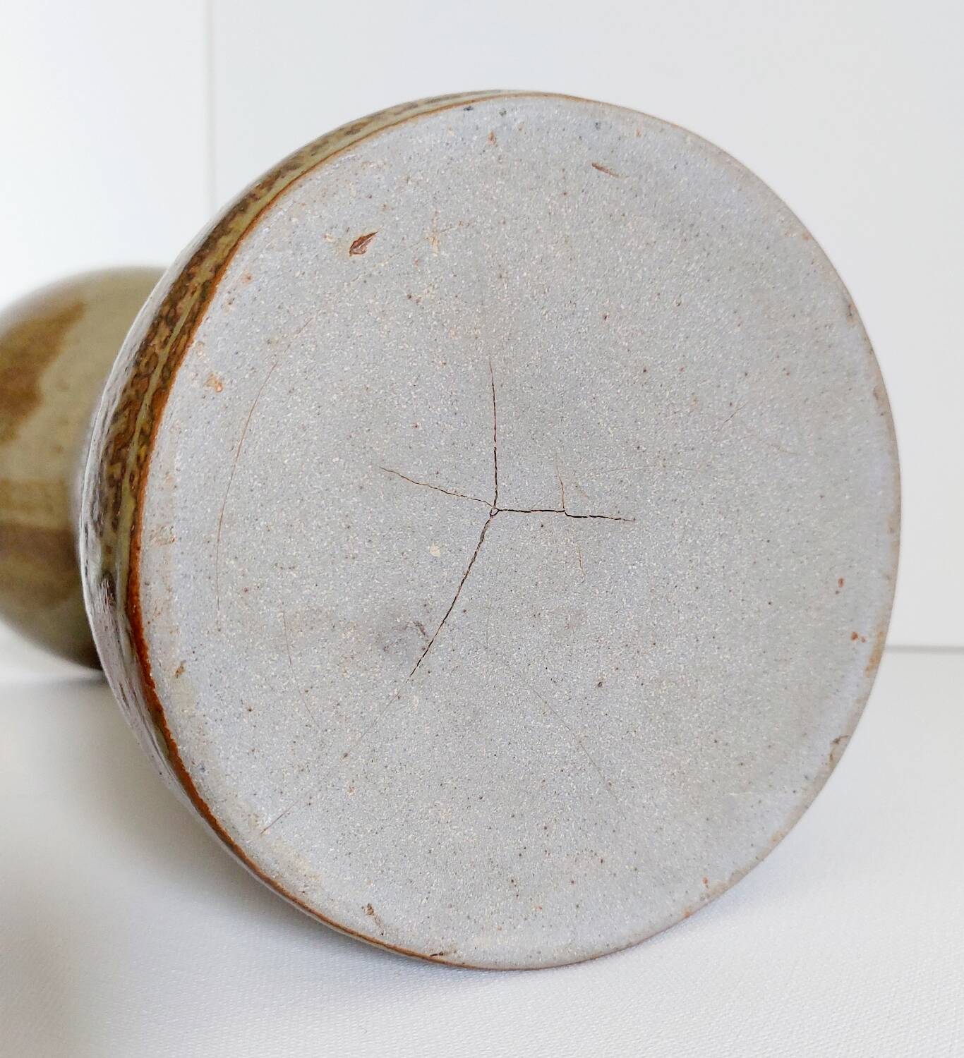 Large vintage enameled stoneware vase