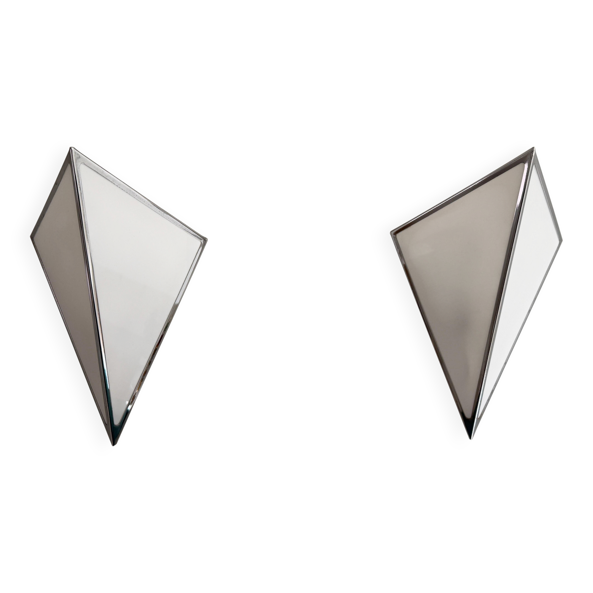 Pair of opal glass wall lights with an aluminium body, 1980s, Germany