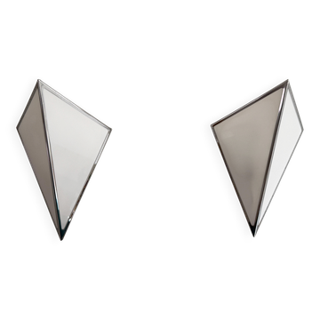 Pair of opal glass wall lights with an aluminium body, 1980s, Germany