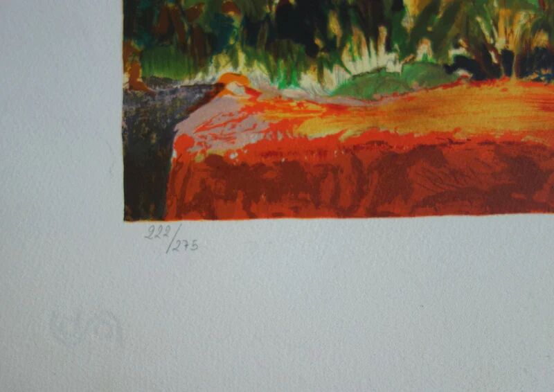 Yvonne Cheffer Delouis: Madeleine in Hendaye, original signed lithograph