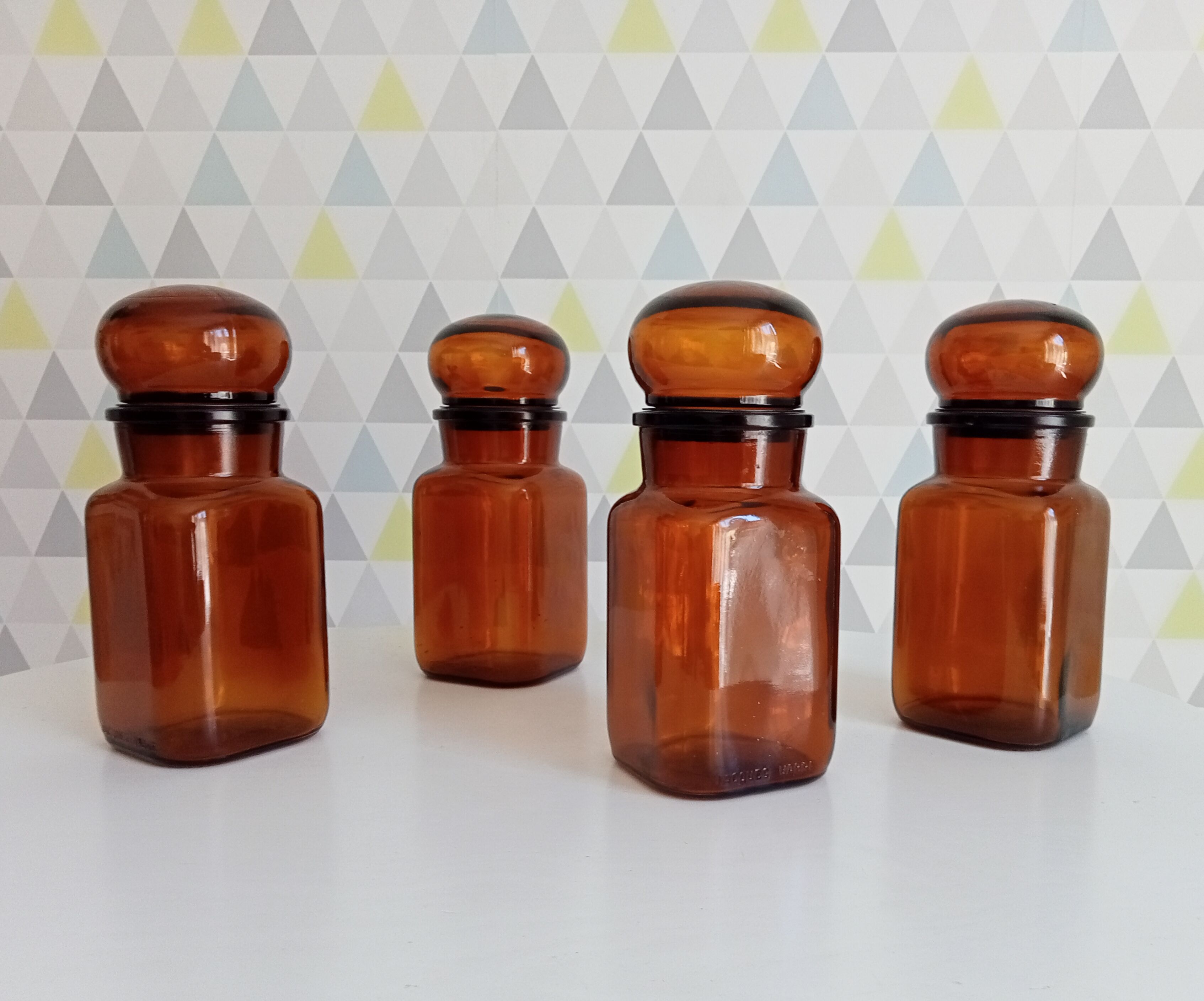 Set of 4 vintage jars 70s