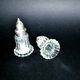 Vintage molded glass and silver metal salt shakers - salt pepper BISTROT