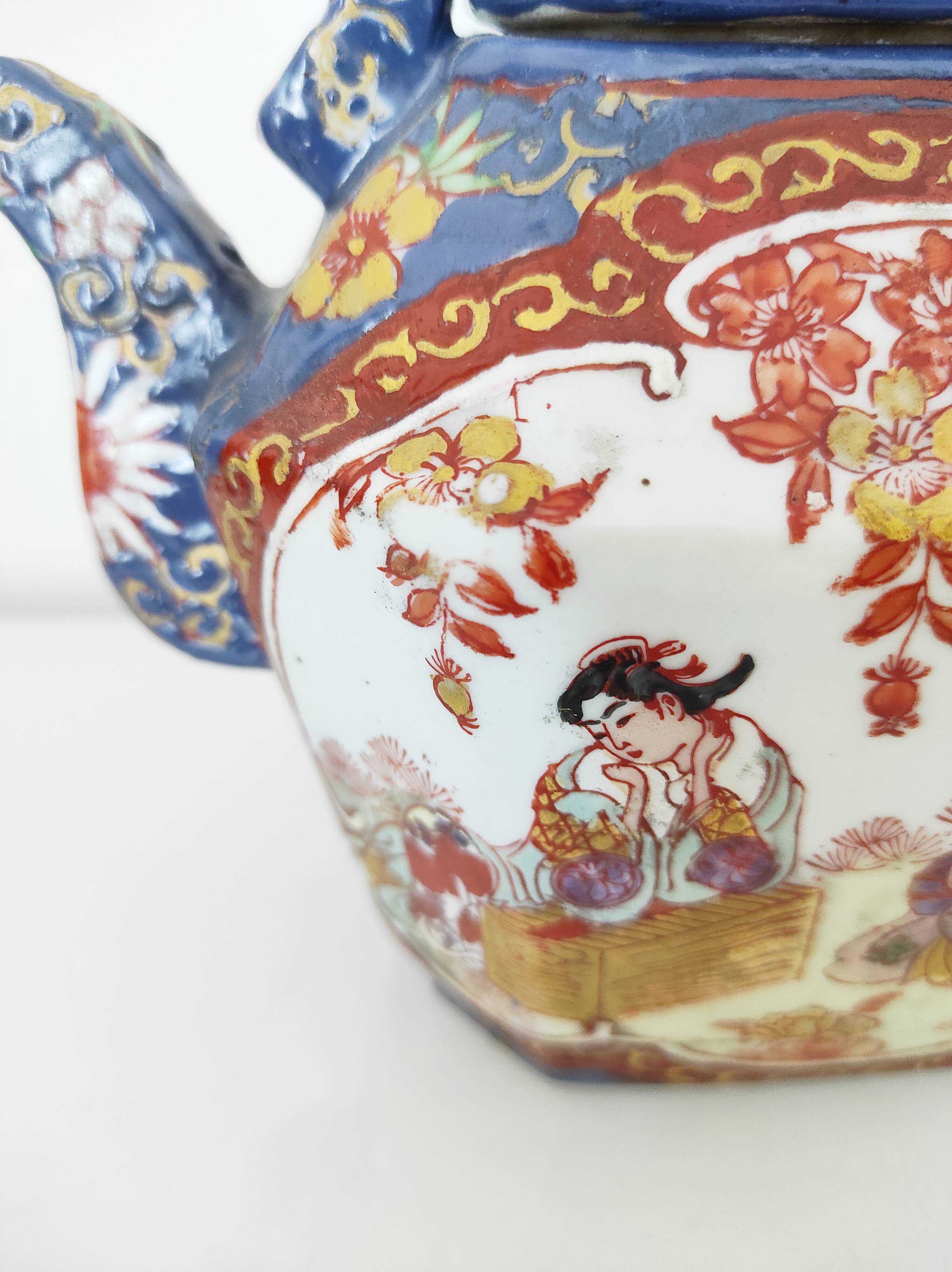 Japanese porcelain teapot with geisha decor