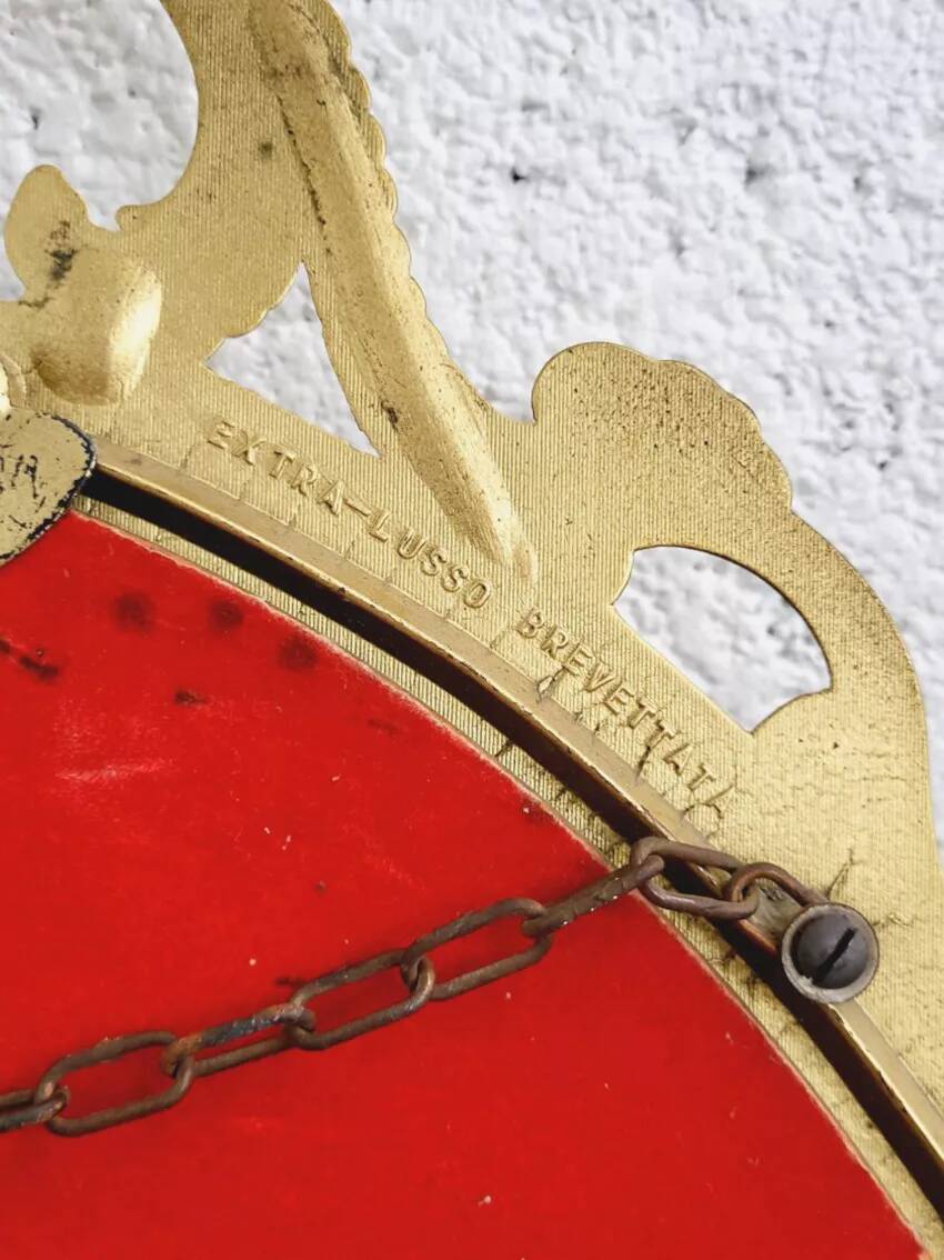 Italian oval brass medallion mirror