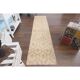 1970s vintage Turkish hand-knotted wool cotton beige runner rug 62x261