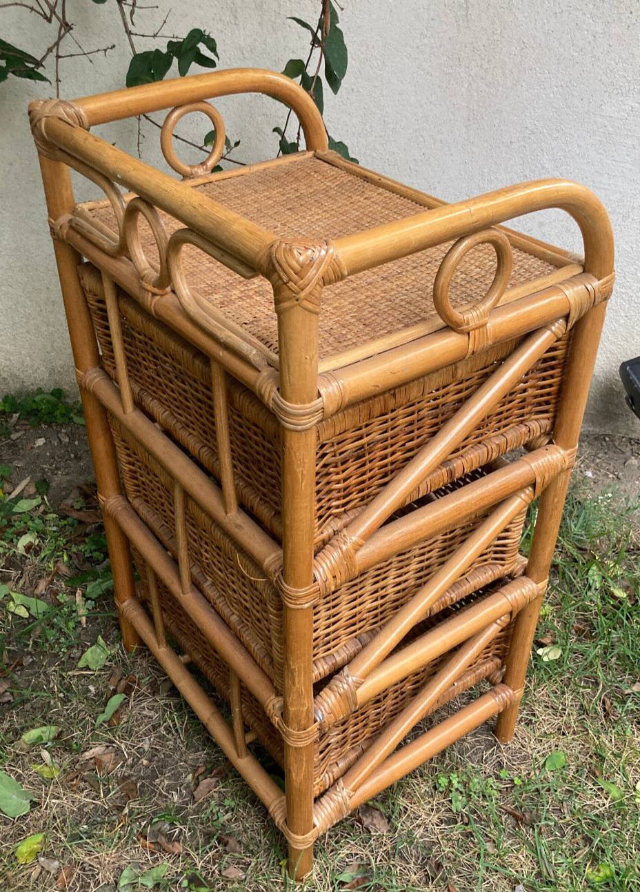 Commode trois tiroirs - Bambou Rotin - vintage