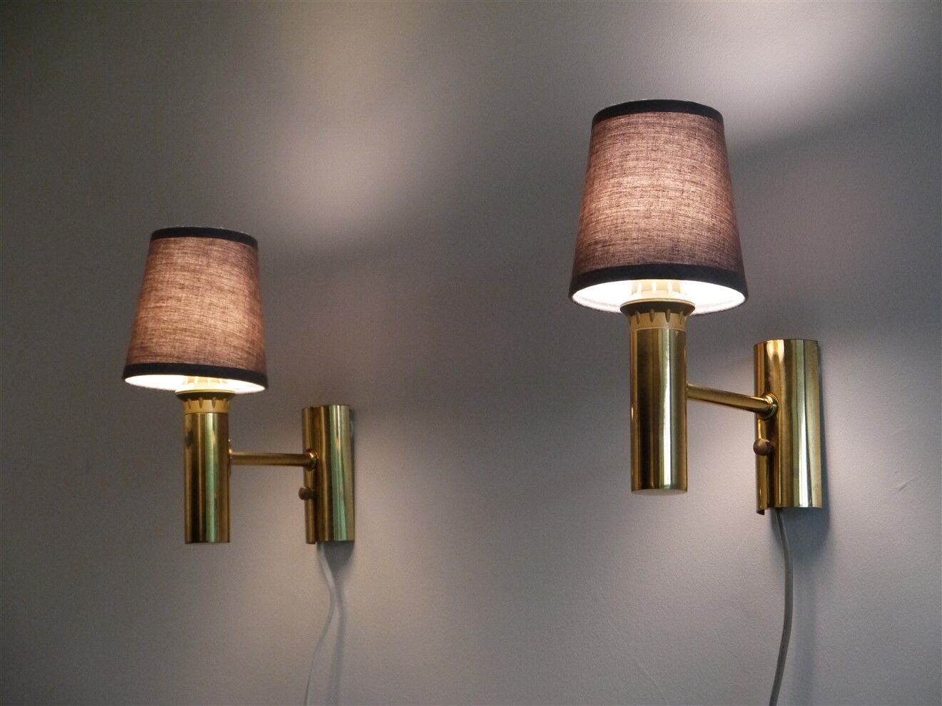 Pair of vintage brass wall lamps from Falkenberg, Sweden1970