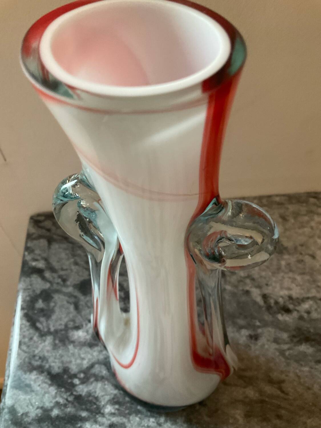 Two vintage ear vases made of Murano glass.