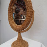 Rattan psyche mirror 22x43cm