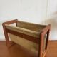 Scandinavian magazine rack in teak and leather, 1960