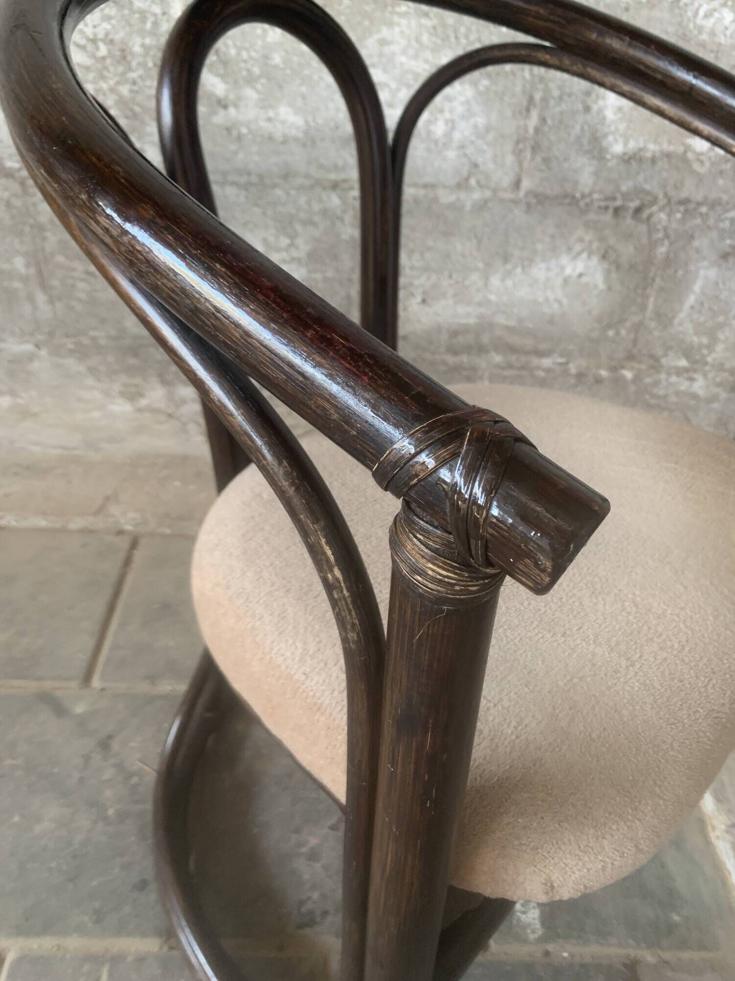 Set of 4 midcentury bentwood bamboo Dutch dining chairs, Rohe Noordwolde 19