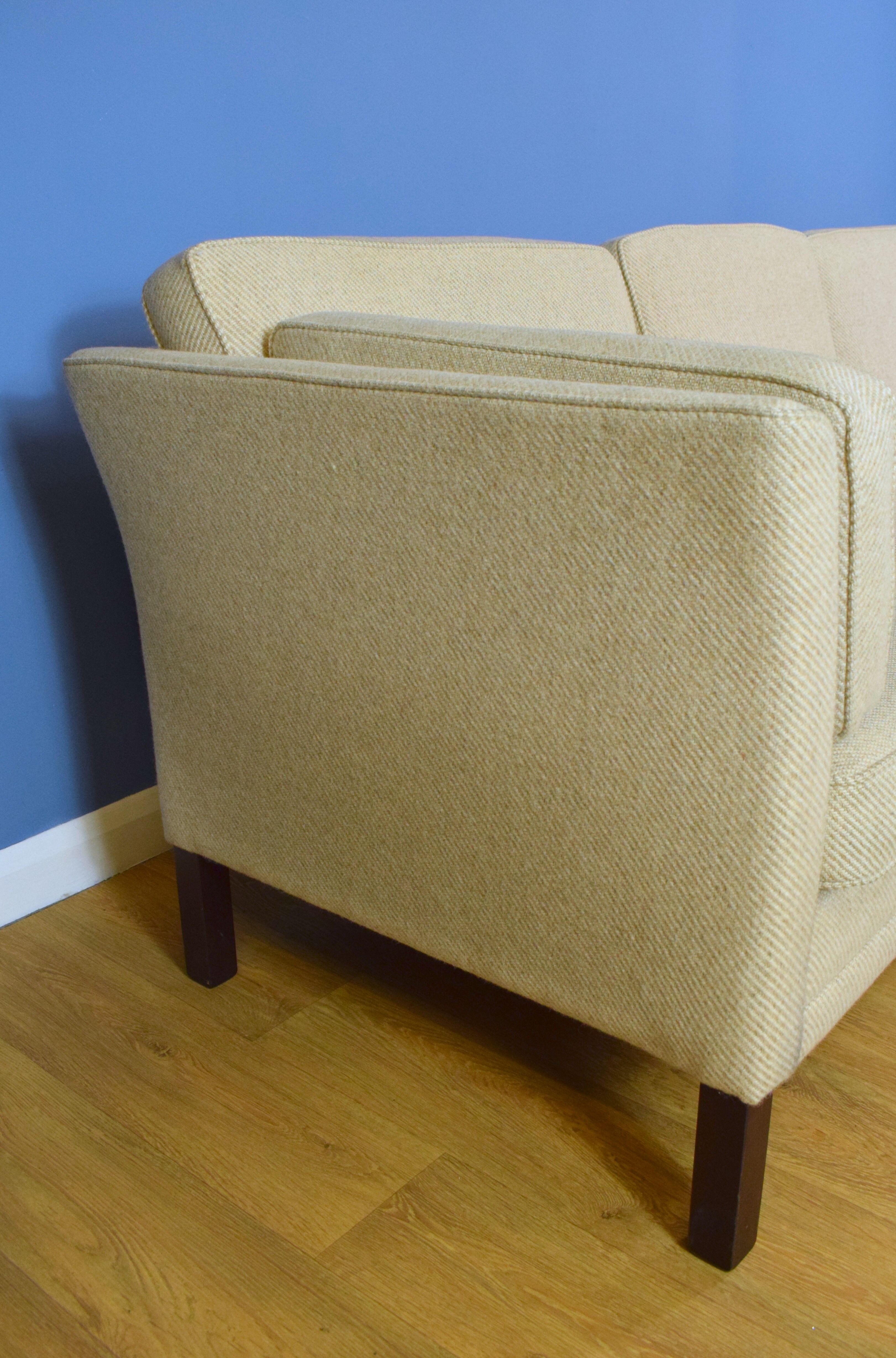 Mid century retro danish stouby style wool 3 seat sofa settee 1980s
