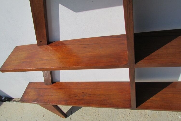 Massive teak pyramidal shelf