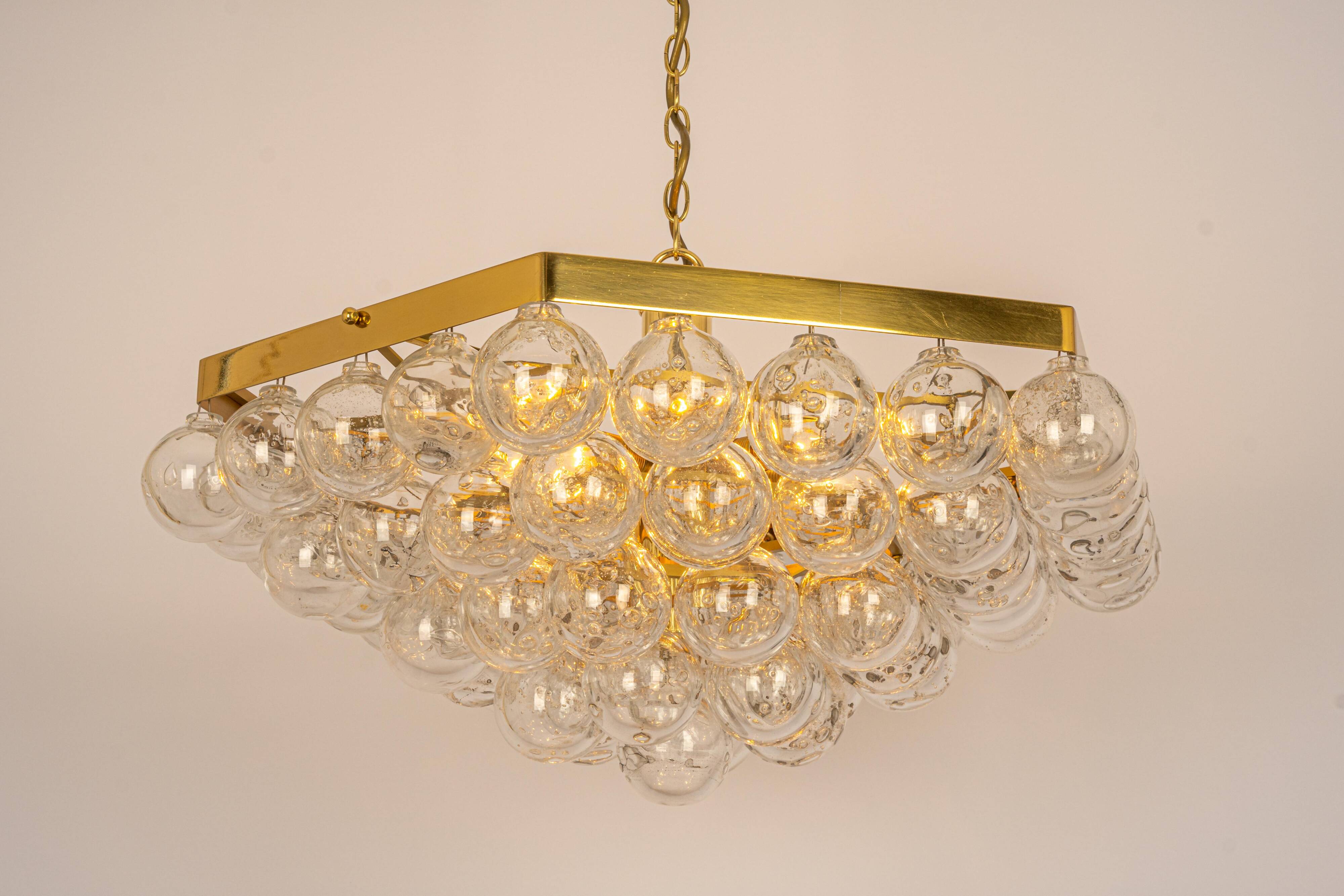 Extra-large glass Tulip chandelier by Kaiser, Germany, 1960s.