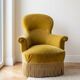 Fauteuil crapaud Napoléon III en velours jaune