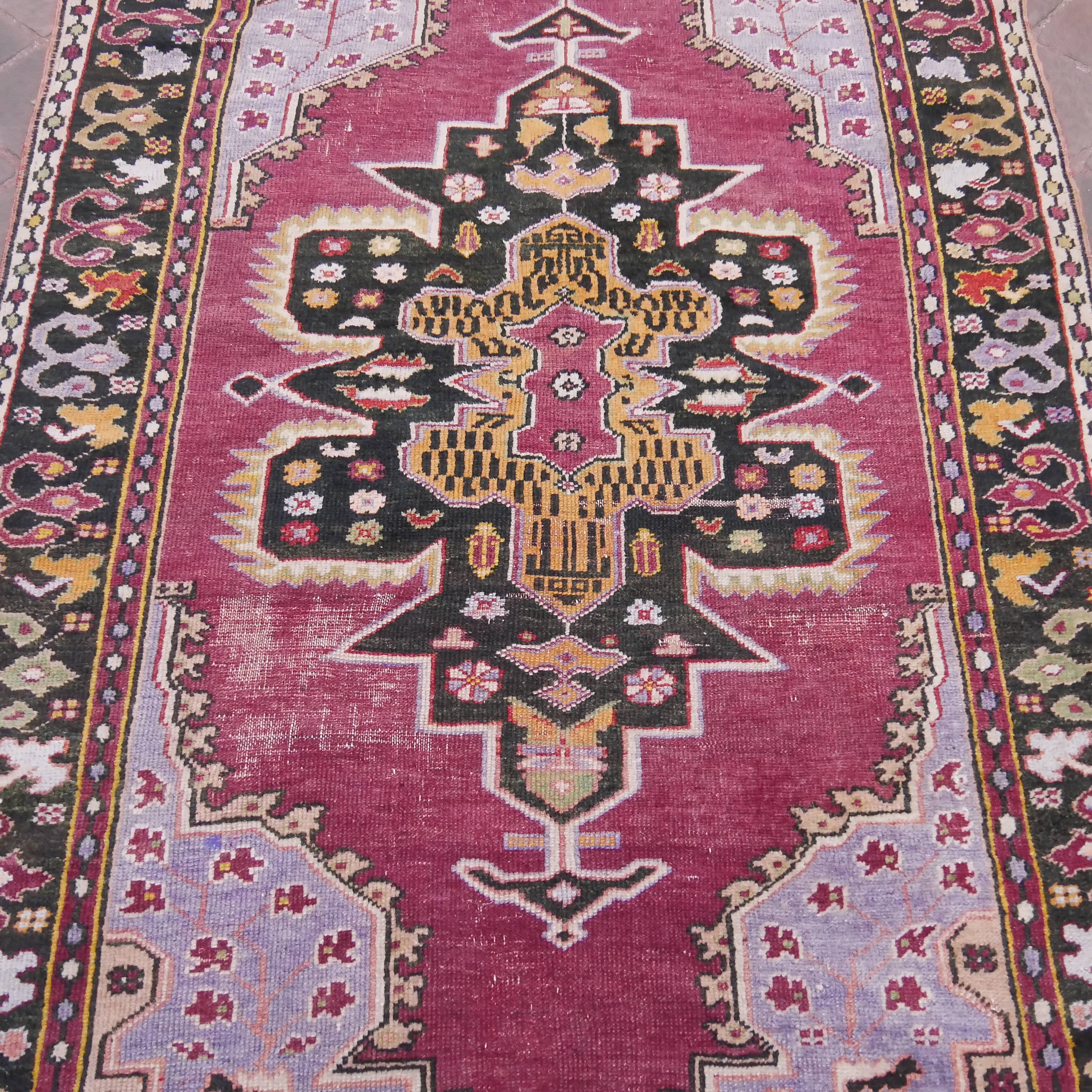 An ANCIENT Turkish handmade oriental carpet ANATOLIE 220 X 118