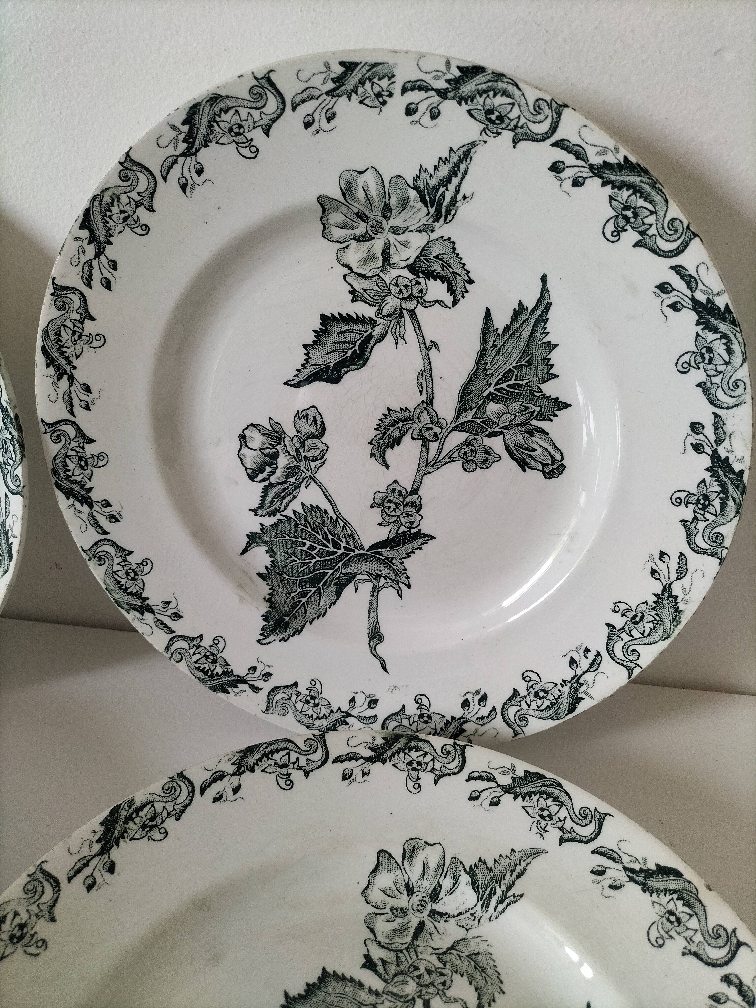 4 ironstone plates A. Lebacqz & M. Bouchart Richelieu model