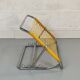 Yellow scoubidou head rest and vintage chrome metal