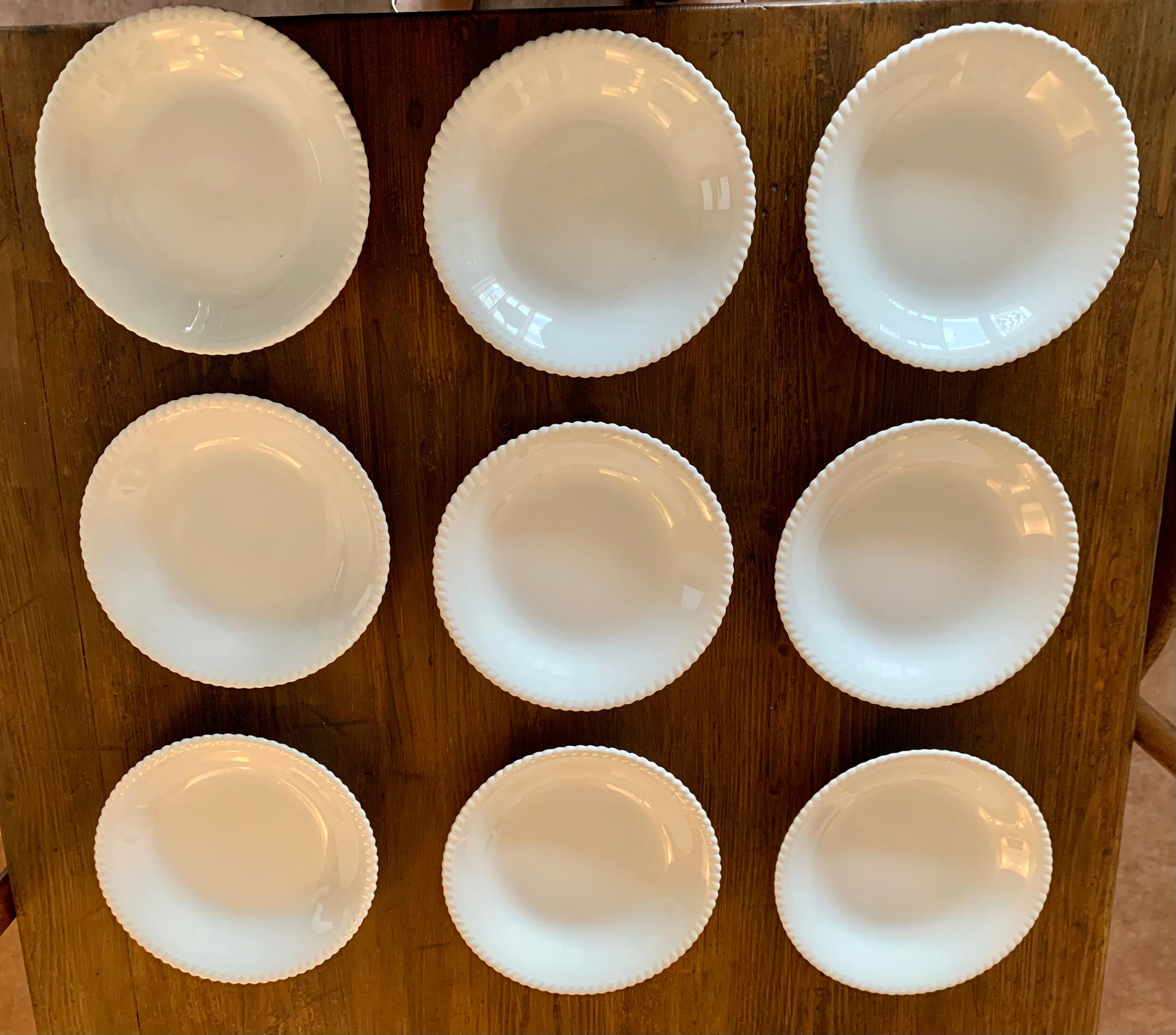 Set of 9 hollow plates white earthenware of Lunéville