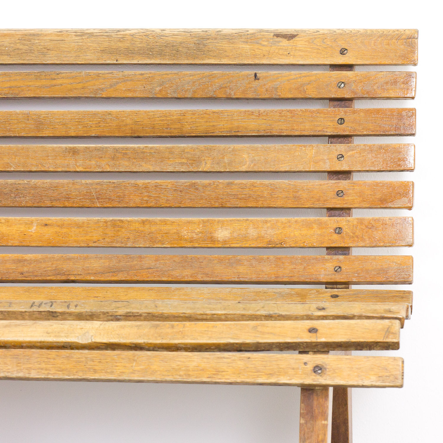 Wooden train station bench