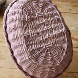 Vintage French wicker basket painted in candy pink