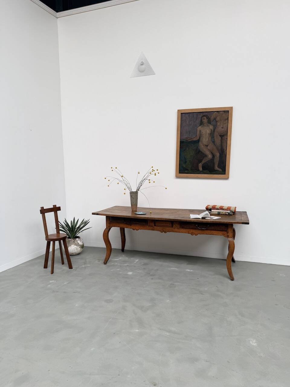 19th century walnut drapery table 2m1