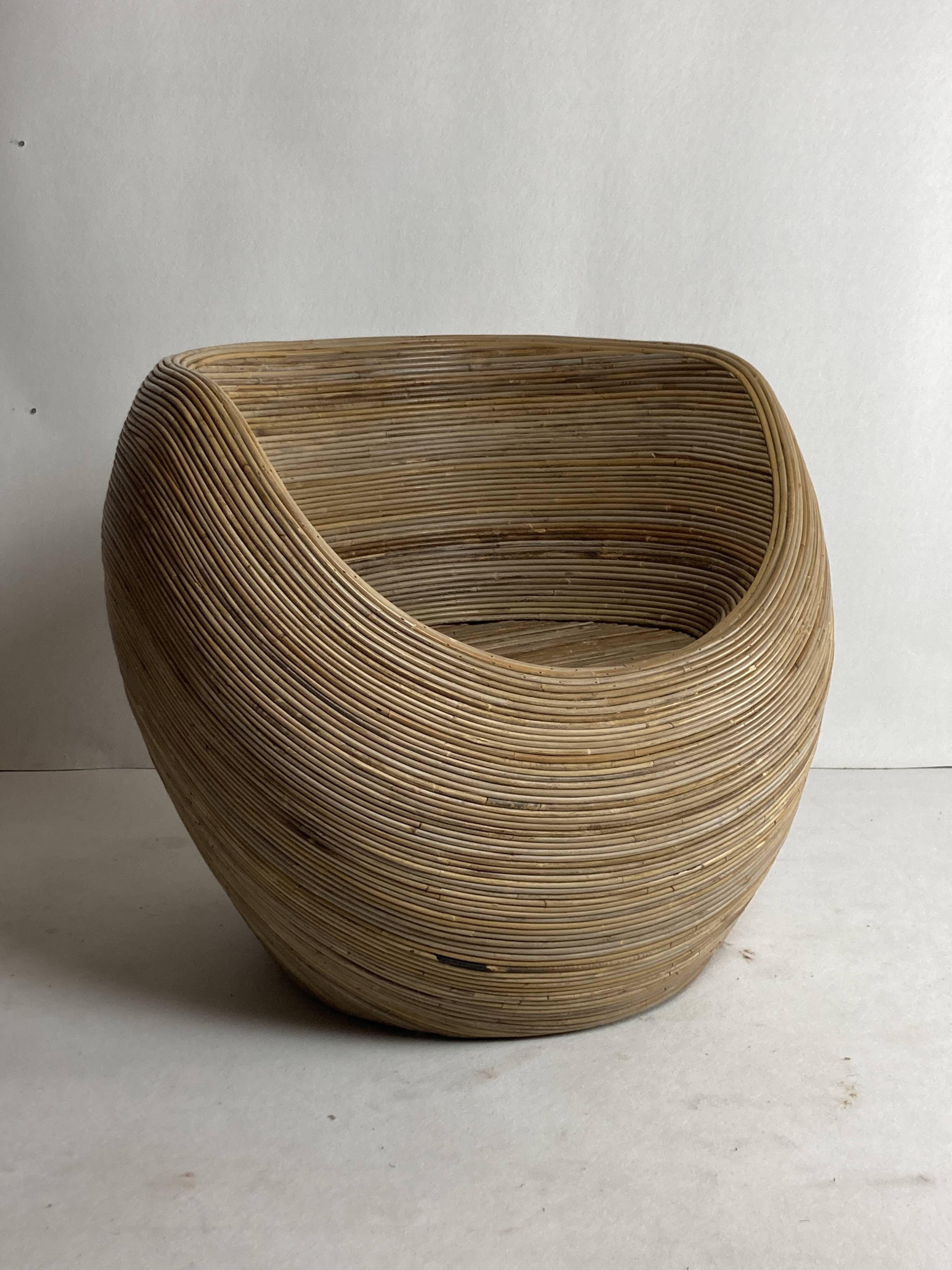 Pencil reed rattan bamboo egg pod chair