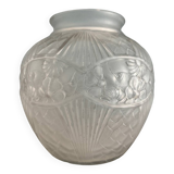 Art Deco ball vase in frosted glass