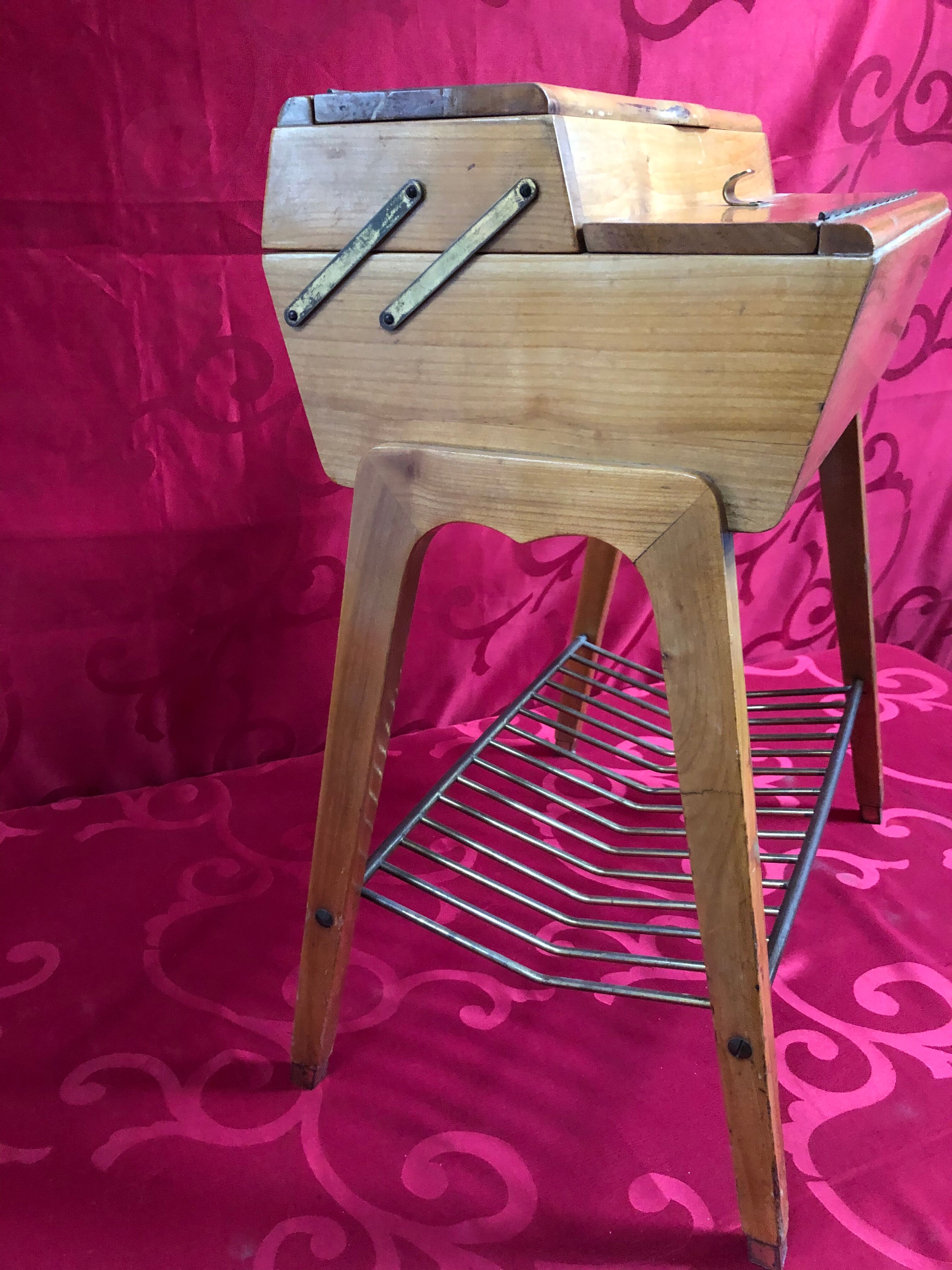 Small sewing table in vintage light cherry