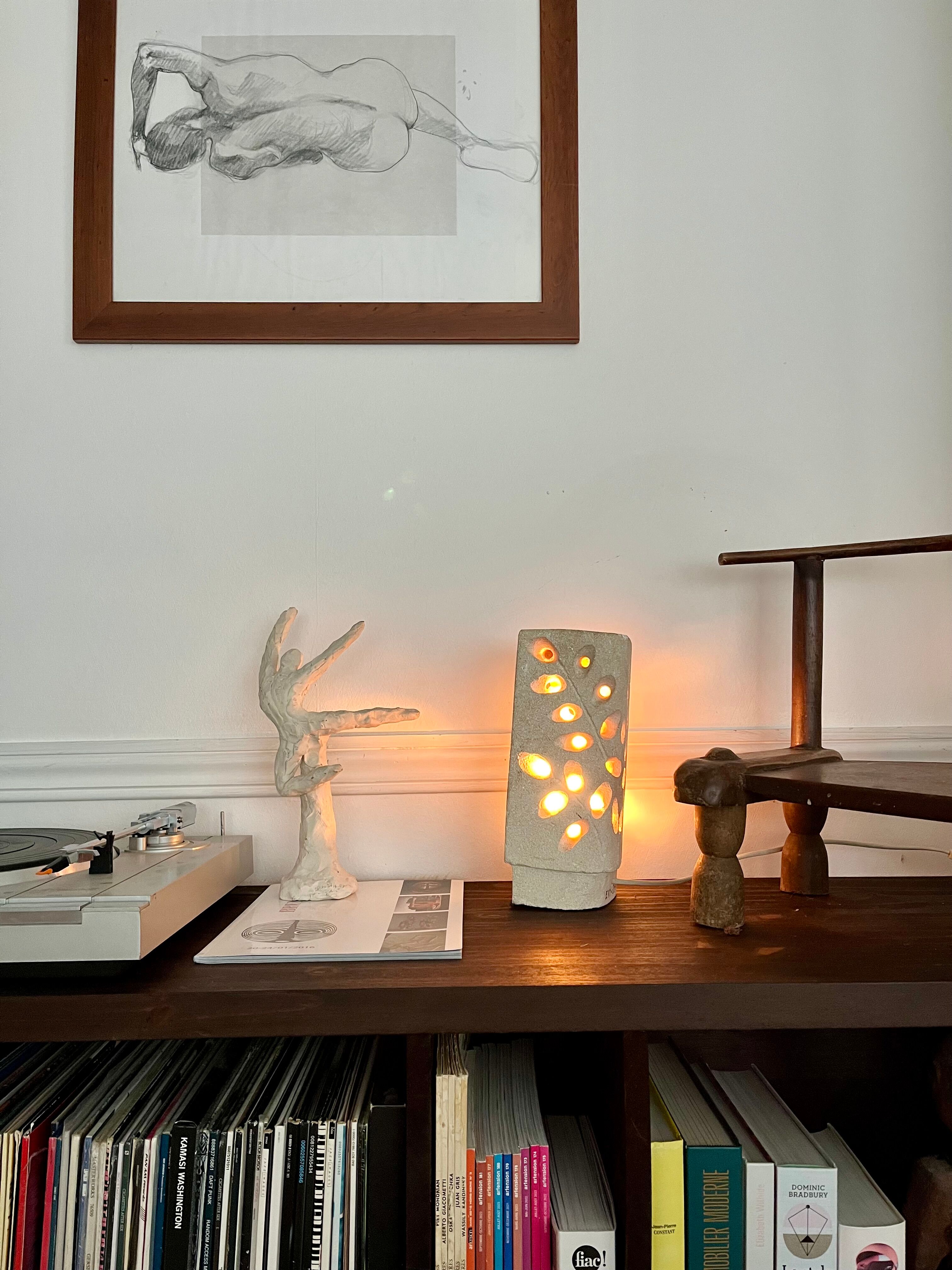 1970s stone sculpture lamp