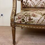 Louis XVI Style Bench In Golden Wood, mid-19th century