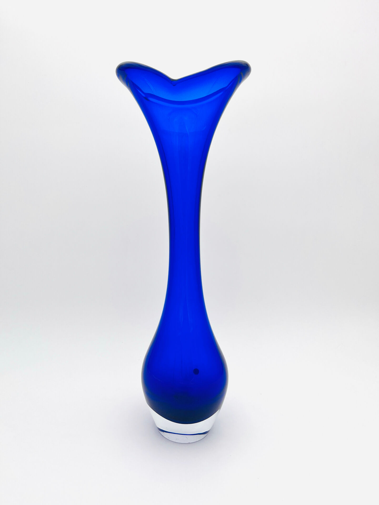 Giant Vase 44cm Bo Borgström Åseda Blue Glass Sweden Label