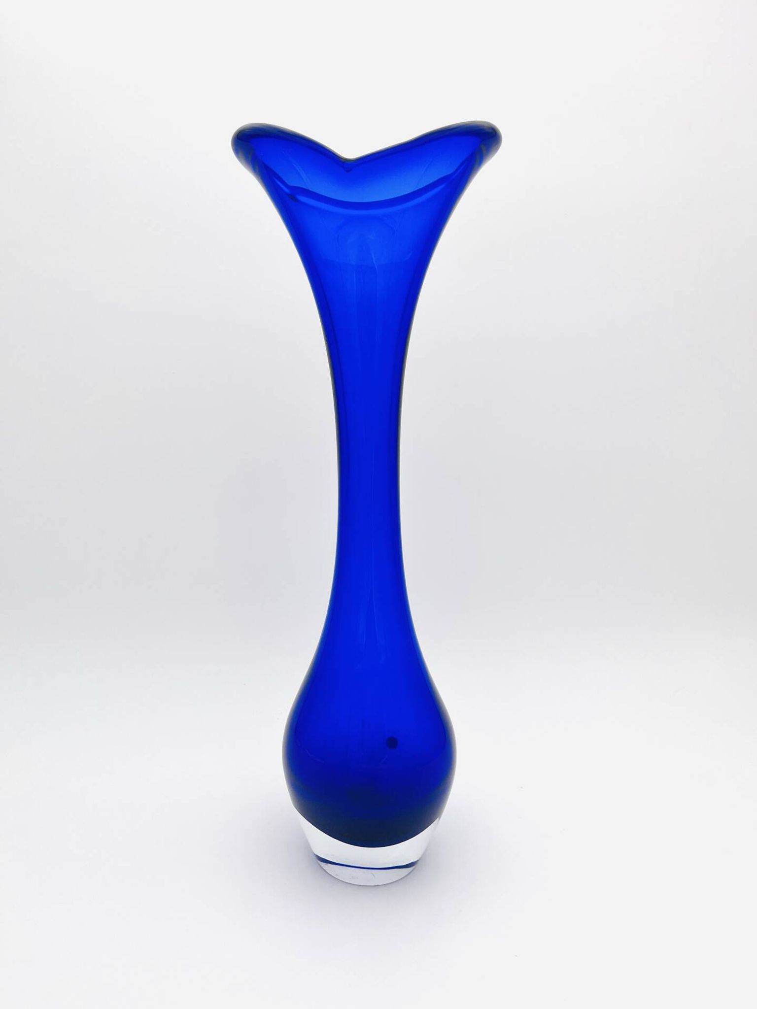 Giant Vase 44cm Bo Borgström Åseda Blue Glass Sweden Label