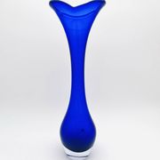 Giant Vase 44cm Bo Borgström Åseda Blue Glass Sweden Label