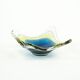 Art glass platter with organic form in blue and yellow, Europe, 1970s