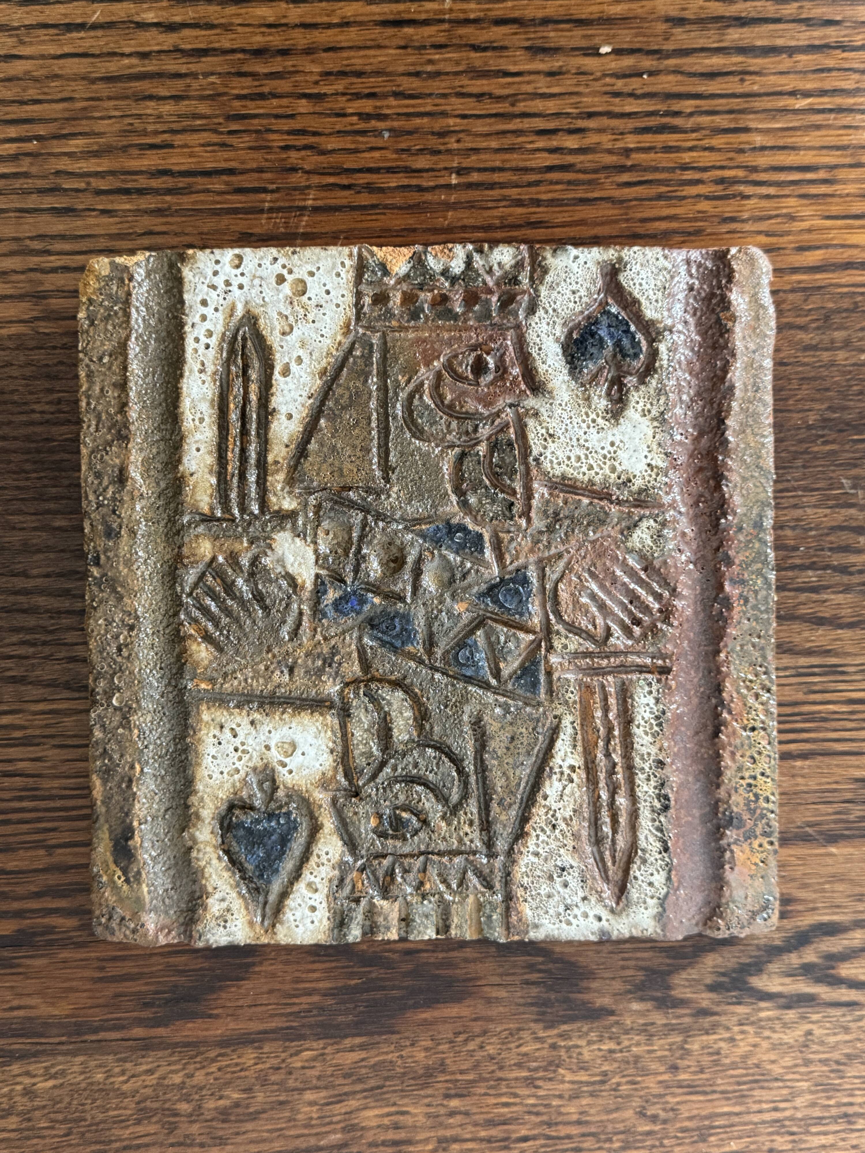 Ceramic plaque by Isabelle Ferlay & Frédérique Bourguet, Atelier les Argonautes, Vallauris, ci