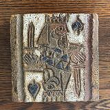 Ceramic plaque by Isabelle Ferlay & Frédérique Bourguet, Atelier les Argonautes, Vallauris, ci