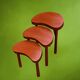 Set of three nesting stools in glazed wood, bean shape - 1960s-70s