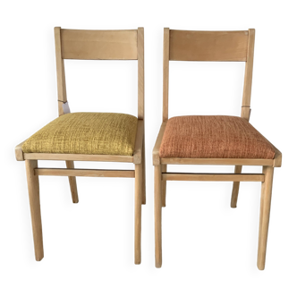 Duo de chaise vintage années 50 restaurées