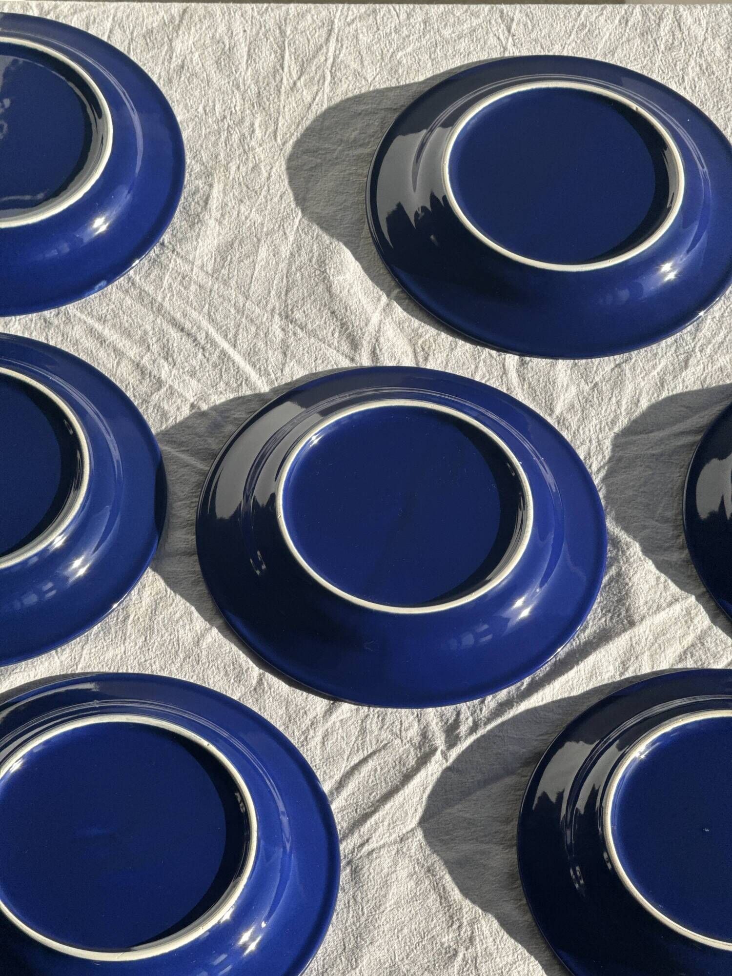 Set of 12 vintage blue ceramic plates D23