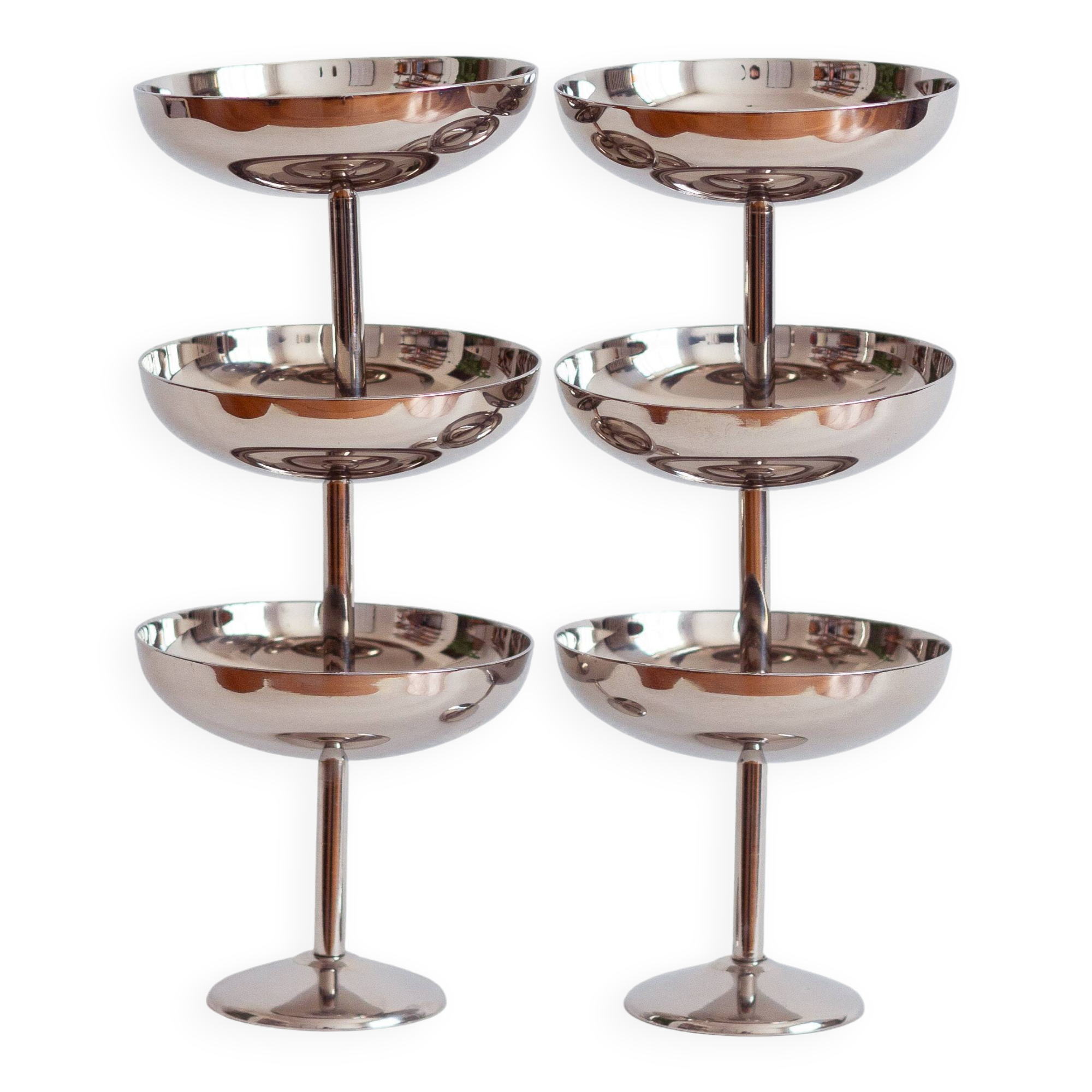 Set of six minimalist ice cream cups, Italy, 1970s