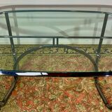 Glass and chrome steel table, design italy 1960