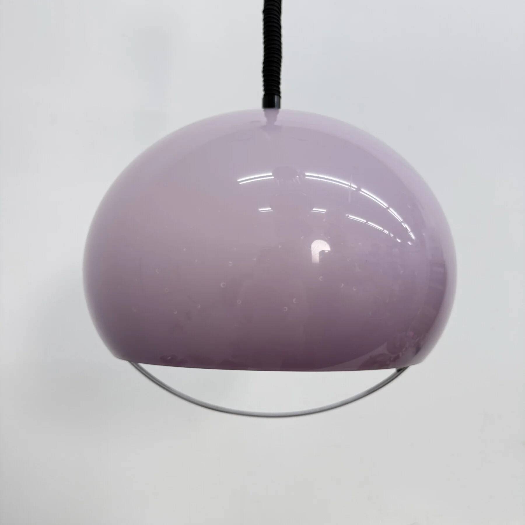 Mid-century purple plastic hanging lamp Harvey Guzzini for Meblo, 1970s
