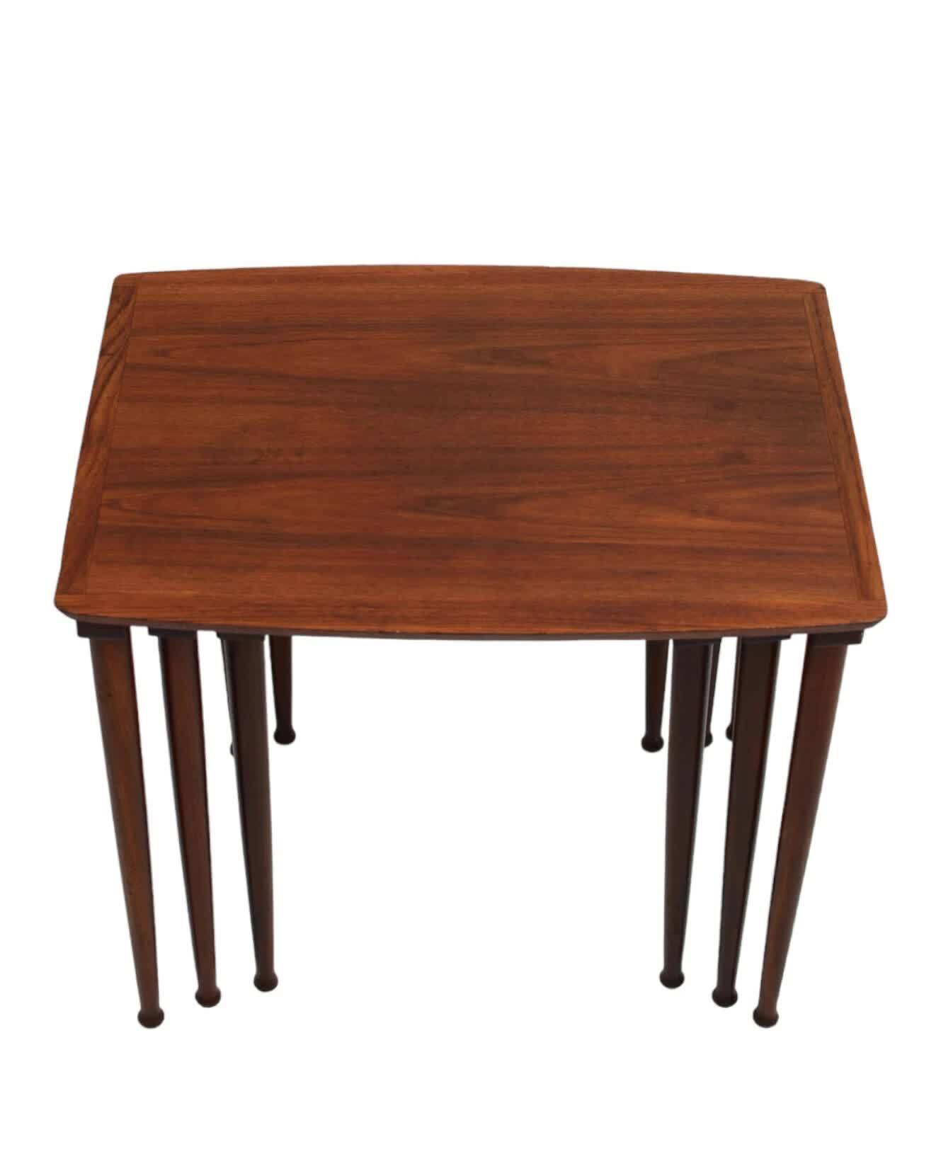 Nest of teak tables ×3, J. Aakjær Jørgensen, Denmark 1960s