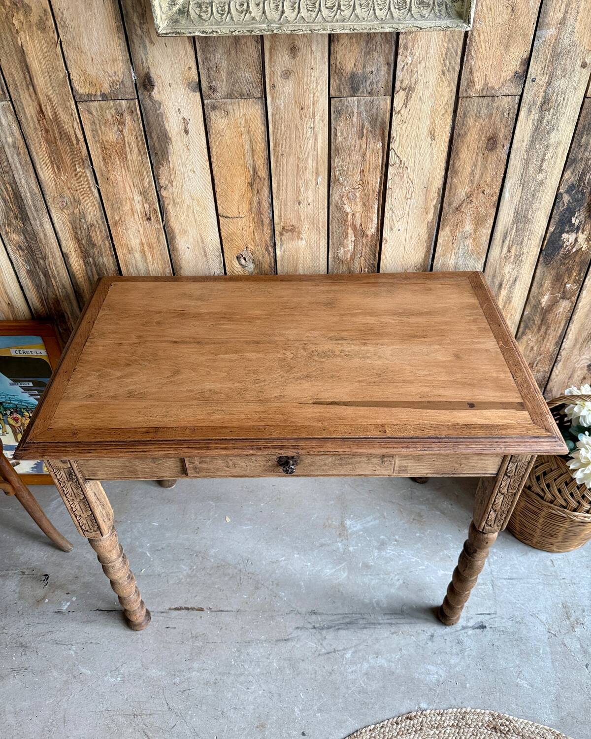 Antique table with turned legs (renovated)