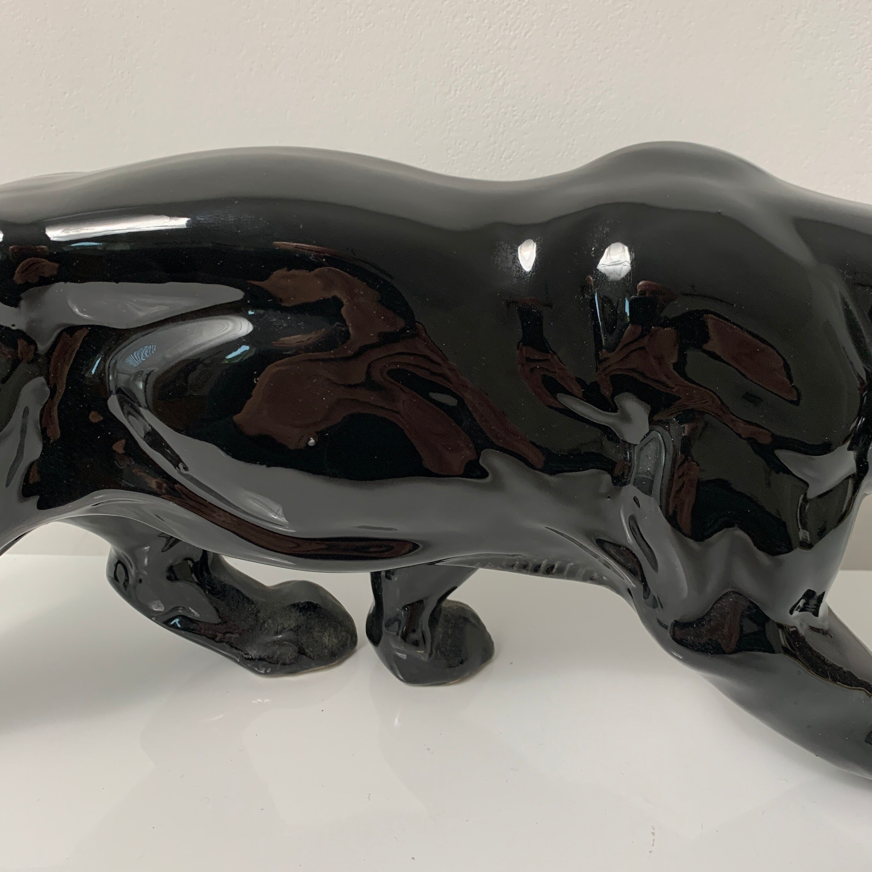 Black ceramic tiger art deco style