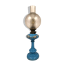 Blue opaline kerosene lamp, electrically mounted